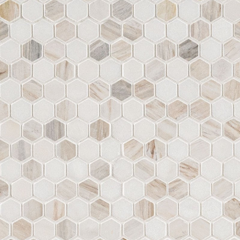 MS International 12" x 12" Angora Marble 1" Hexagon Mosaic