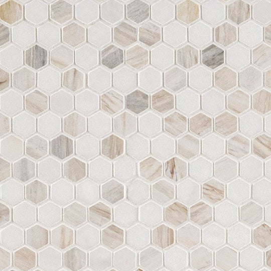 MS International 12" x 12" Angora Marble 1" Hexagon Mosaic