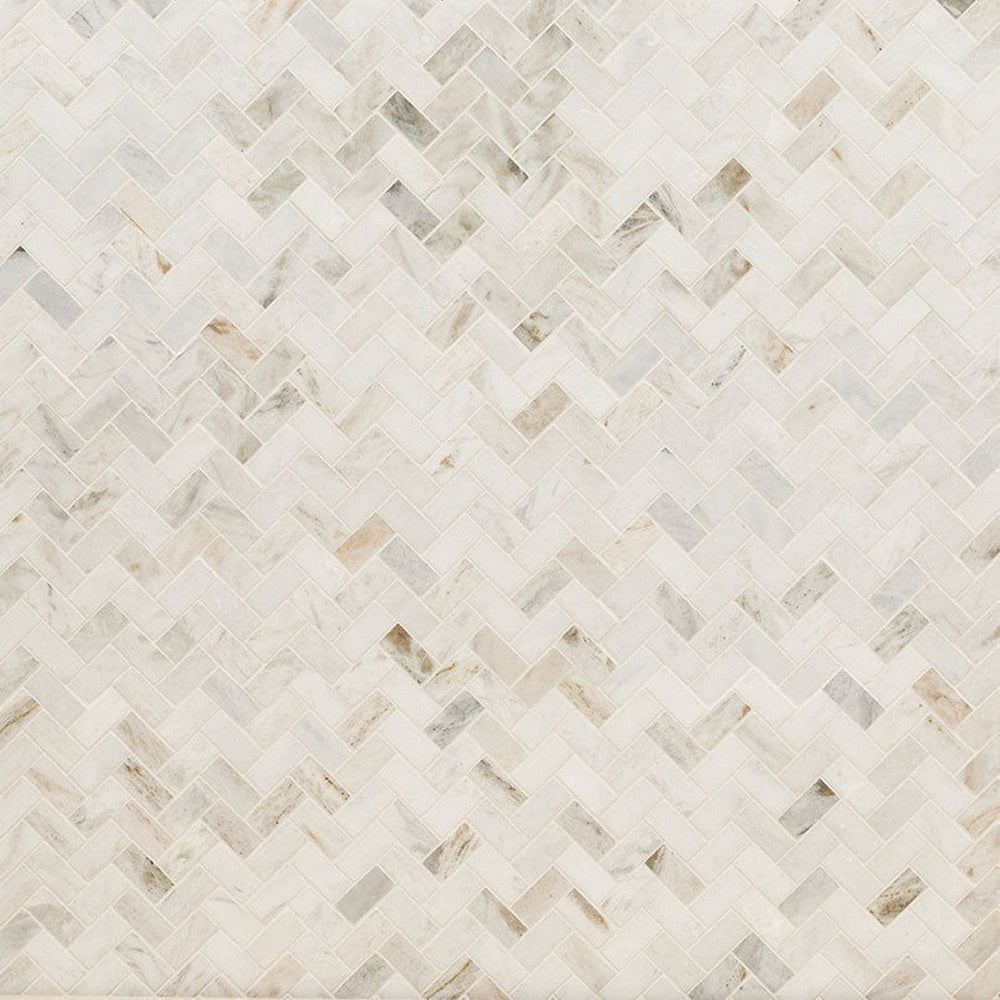 MS International Arabescato Venato 11.63" x 11.63" Honed Marble Herringbone 1x2 Mosaic