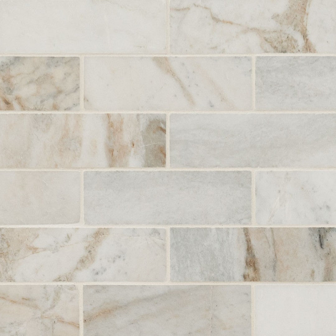 MS International Arabescato Venato 11.73" x 11.73" Honed Marble Brick 2x6 Mosaic