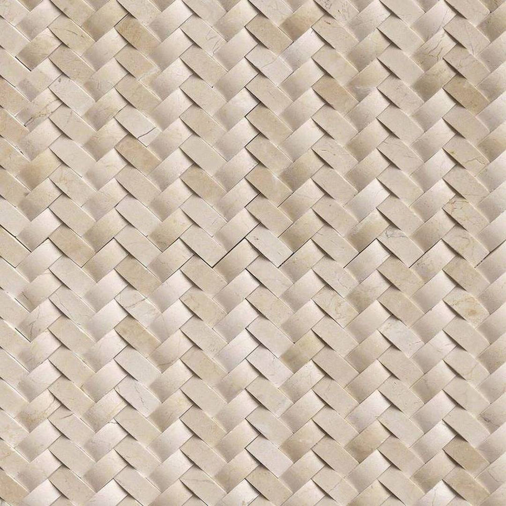 MS International Crema Arched 12" x 12" Polished Marble Herringbone Mosaic