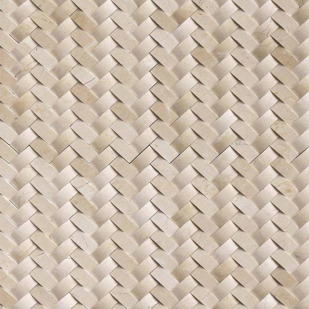 MS International Crema Arched 12" x 12" Polished Marble Herringbone Mosaic