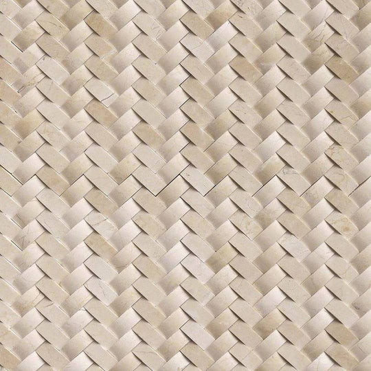 MS International Crema Arched 12" x 12" Polished Marble Herringbone Mosaic