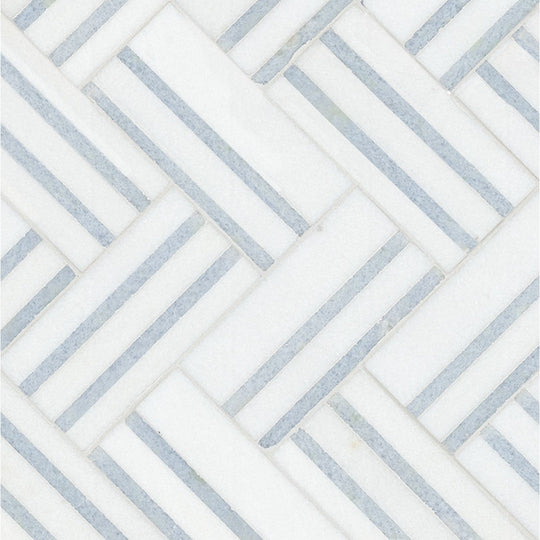 MS International 8" x 13" Azula Linea Polished Geometric Marble Mosaic
