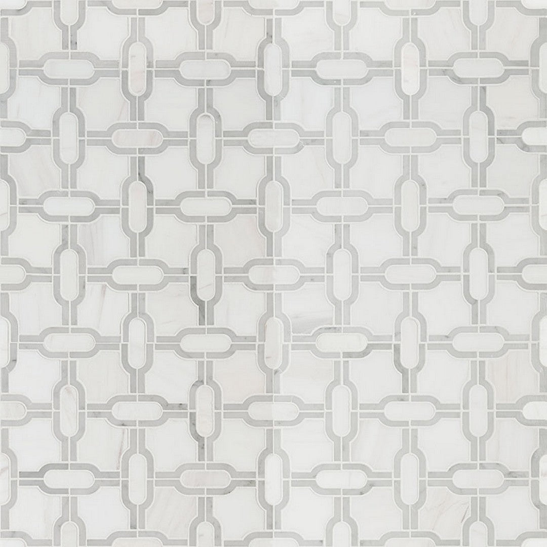 MS International Bianco Dolomite 12" x 12" Polished Marble Gridwork Mosaic