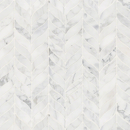 MS International Calacatta Cressa 12" x 12" Honed Marble Leaf Mosaic