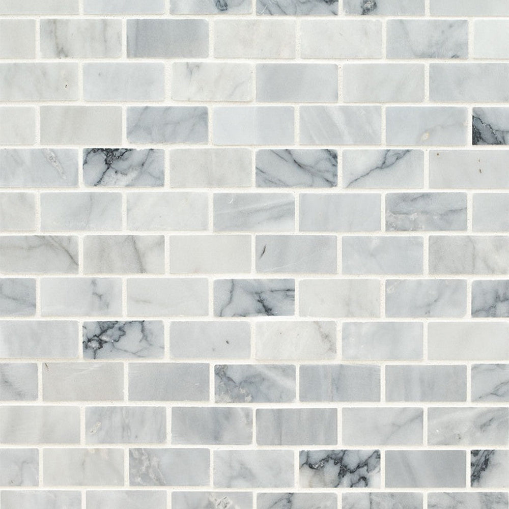 MS International Carrara Classique 11.81" x 11.81" Honed Marble Brick 1x2 Mosaic