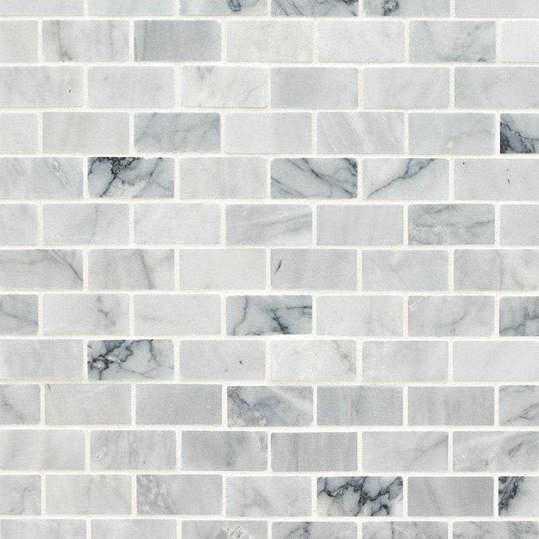 MS International Carrara Classique 11.81" x 11.81" Honed Marble Brick 1x2 Mosaic