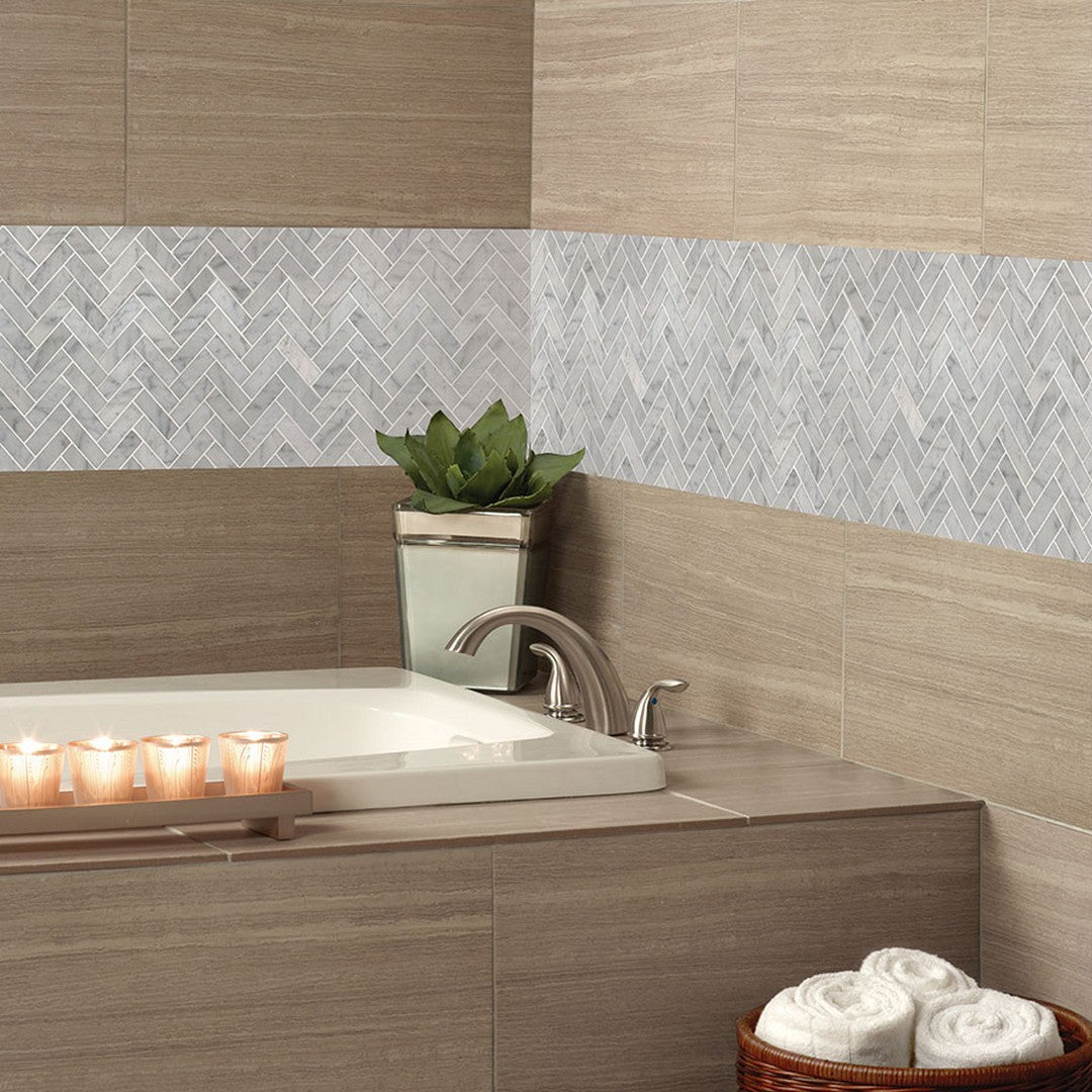 MS-International-Carrara-White-12-x-12-Polished-Marble-Herringbone-1x3-Mosaic-Carrara-White