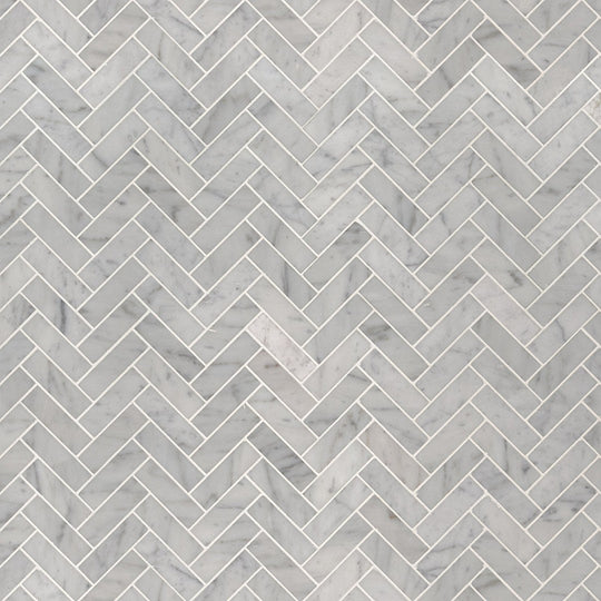 MS International Carrara White 12" x 12" Polished Marble Herringbone 1x3 Mosaic