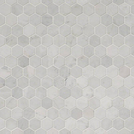 MS International Carrara White 12" x 12" Polished Marble Hexagon 2" Mosaic