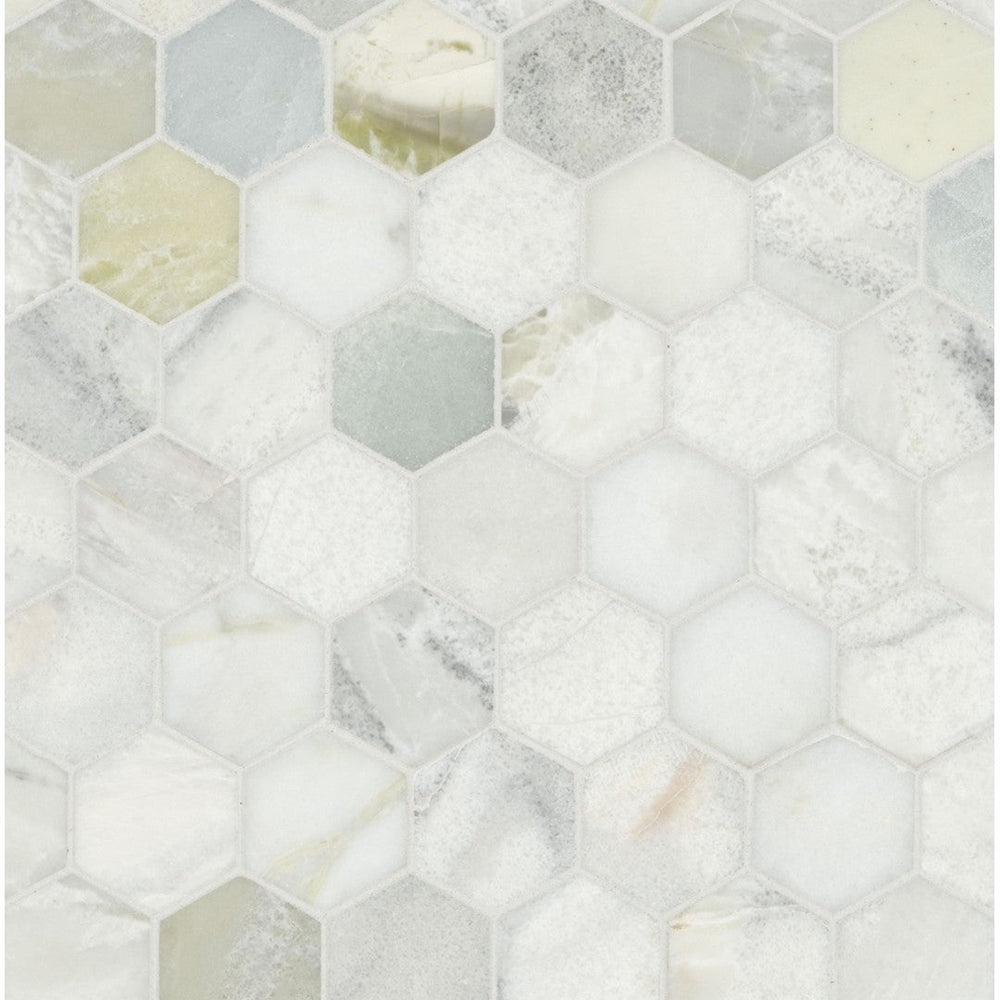 MS International 12" x 12" Cloudland Polished 2" Hexagon Marble Mosaic