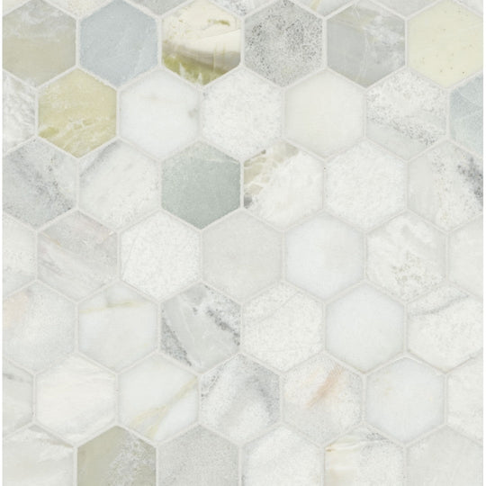 MS International 12" x 12" Cloudland Polished 2" Hexagon Marble Mosaic