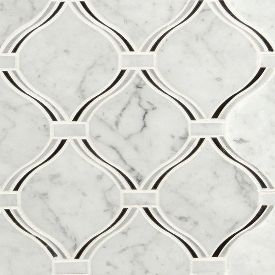 MS International Danza 10.25" x 10.25" Polished Marble Arabesque Mosaic