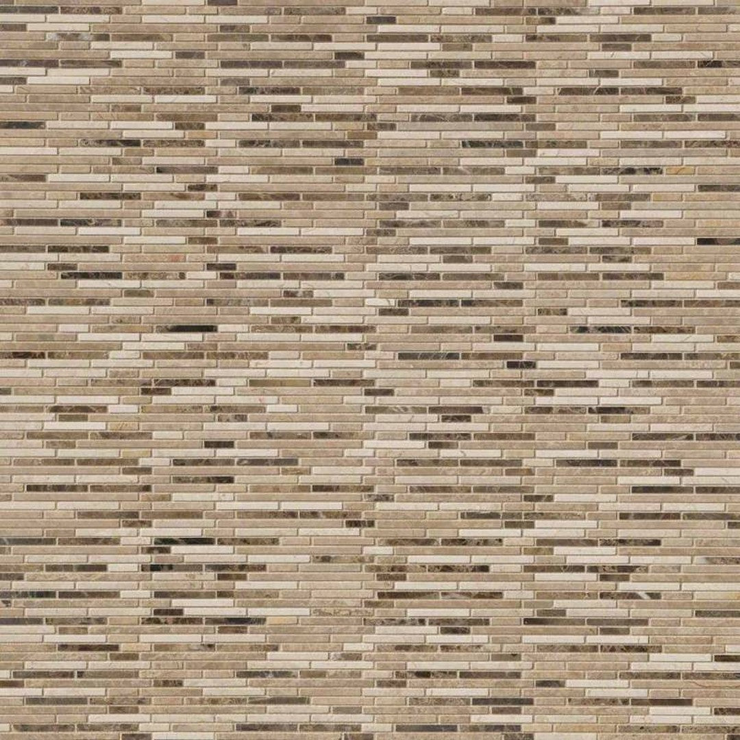 MS International Emperador Blend 12" x 12" Honed Marble Bamboo Sticks Mosaic