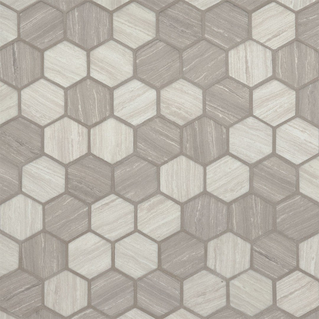 MS International Silva Oak 11.9" x 11.9" Glossy Glass Hexagon 2" Mosaic