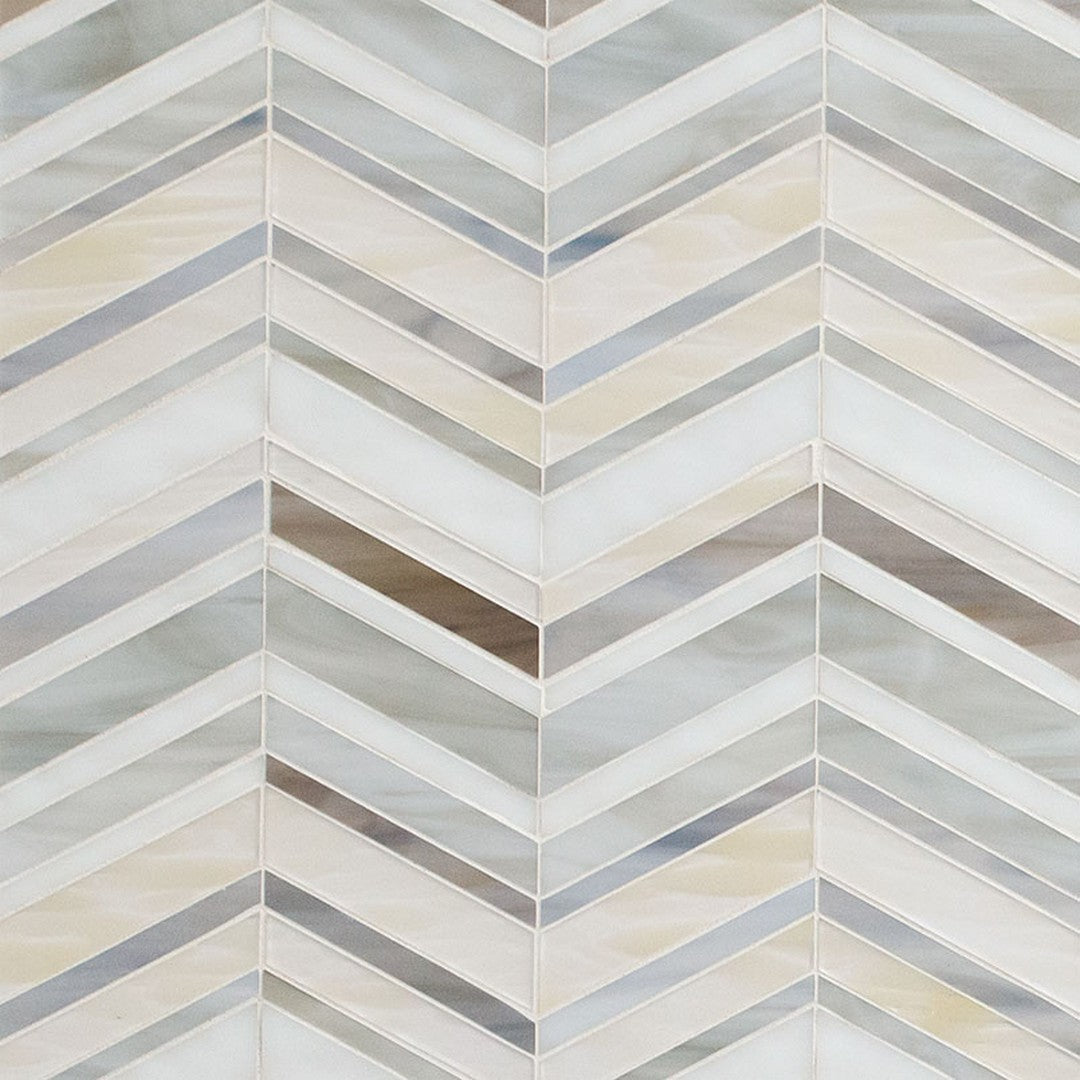 MS International Urban Wave 9" x 15.6" Glossy Glass Chevron Mosaic Tile