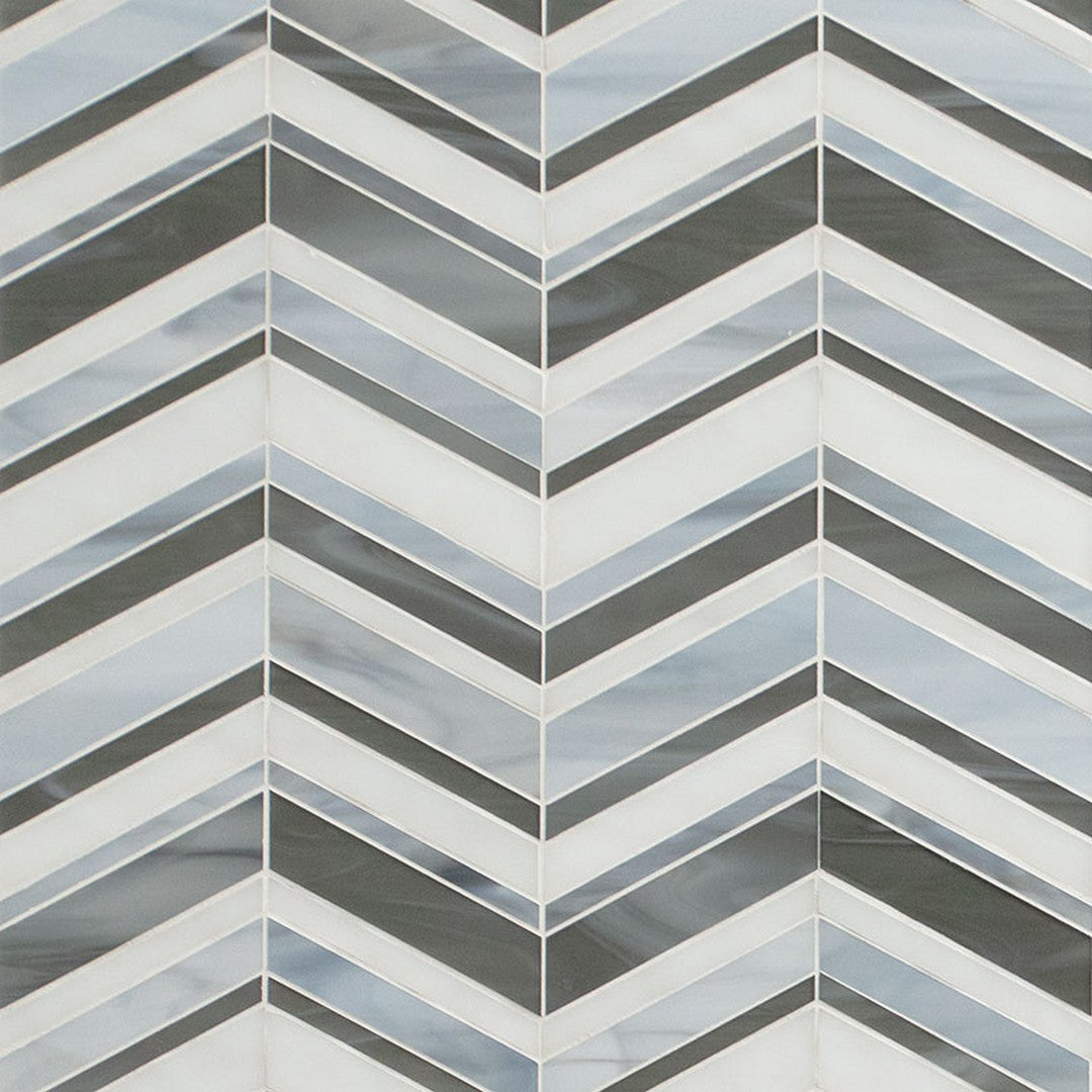 MS International Urban Wave 9" x 15.6" Glossy Glass Chevron Mosaic Tile