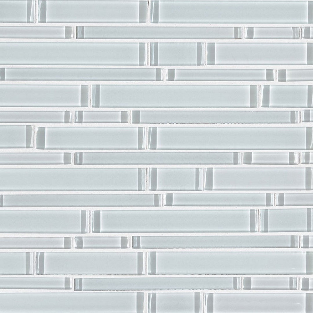 MS International Ice 12" x 12" Mixed Finish Glass Linear Mosaic