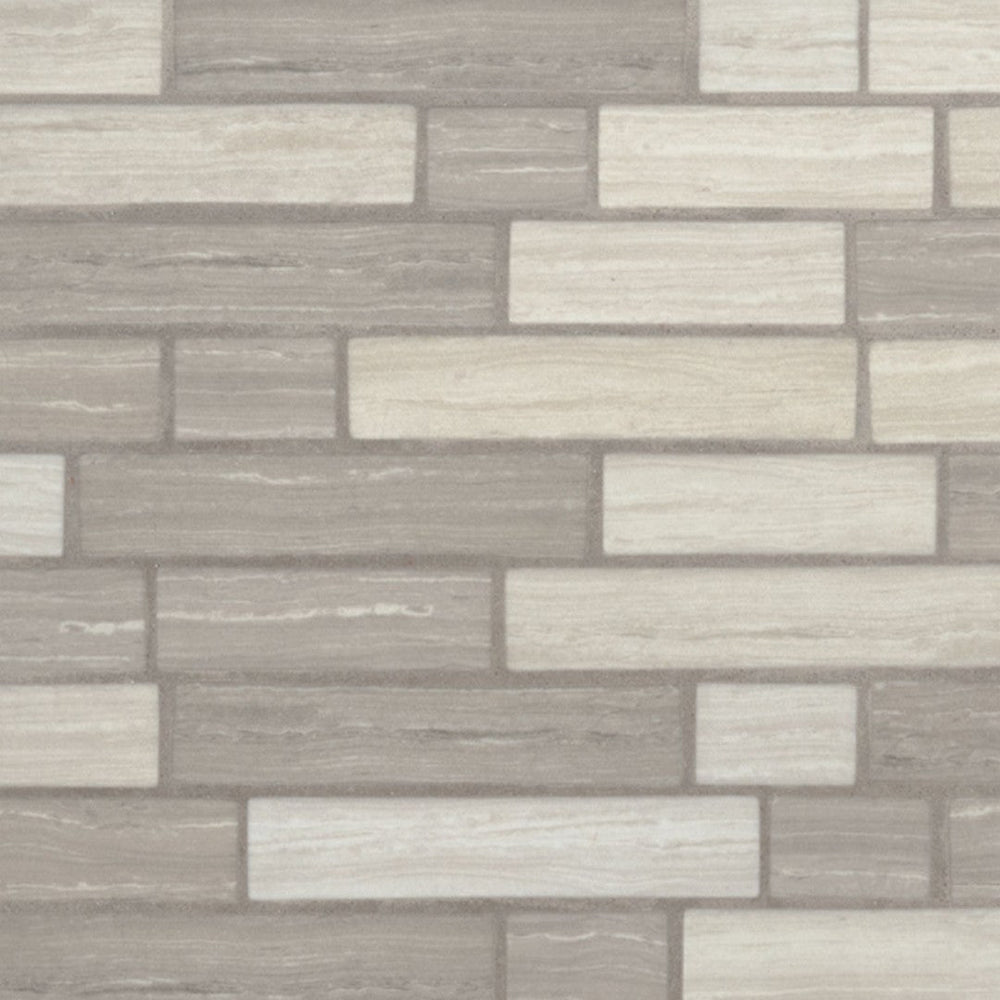 MS International Silva Oak 12" x 12" Glossy Glass Linear Mosaic