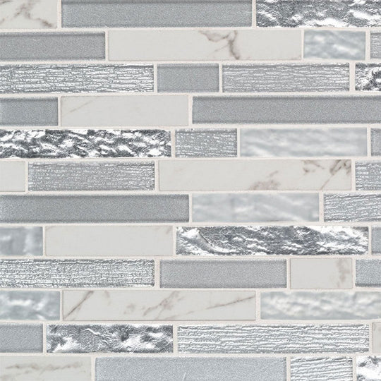 MS International Decorative Blend 11.81" x 11.81" Mixed Stone & Glass Linear Mosaic