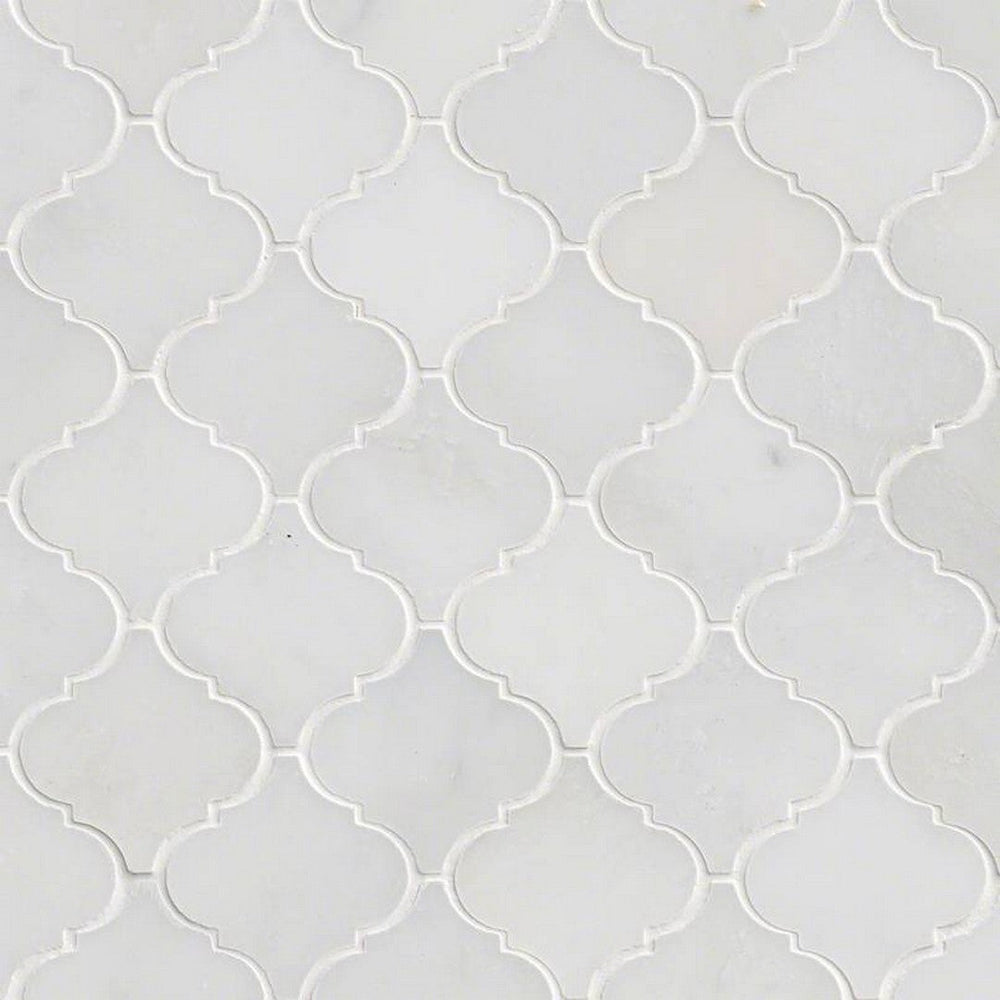 MS International Greecian White 12" x 12" Polished Marble Arabesque Mosaic