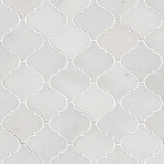 MS International Greecian White 12" x 12" Polished Marble Arabesque Mosaic