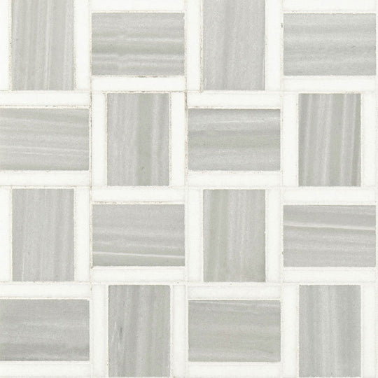 MS International Peoria 12" x 12" Polished Marble Basket Weave Mosaic