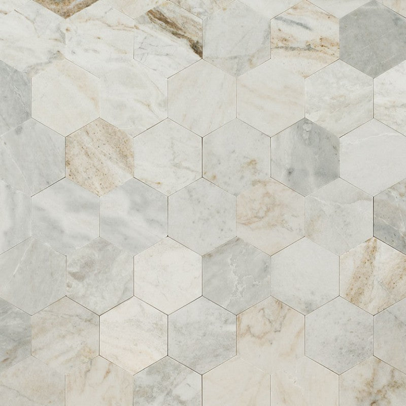 MS International 10" x 11.60" Marble 4" Hexagon Peel And Stick Mosaic