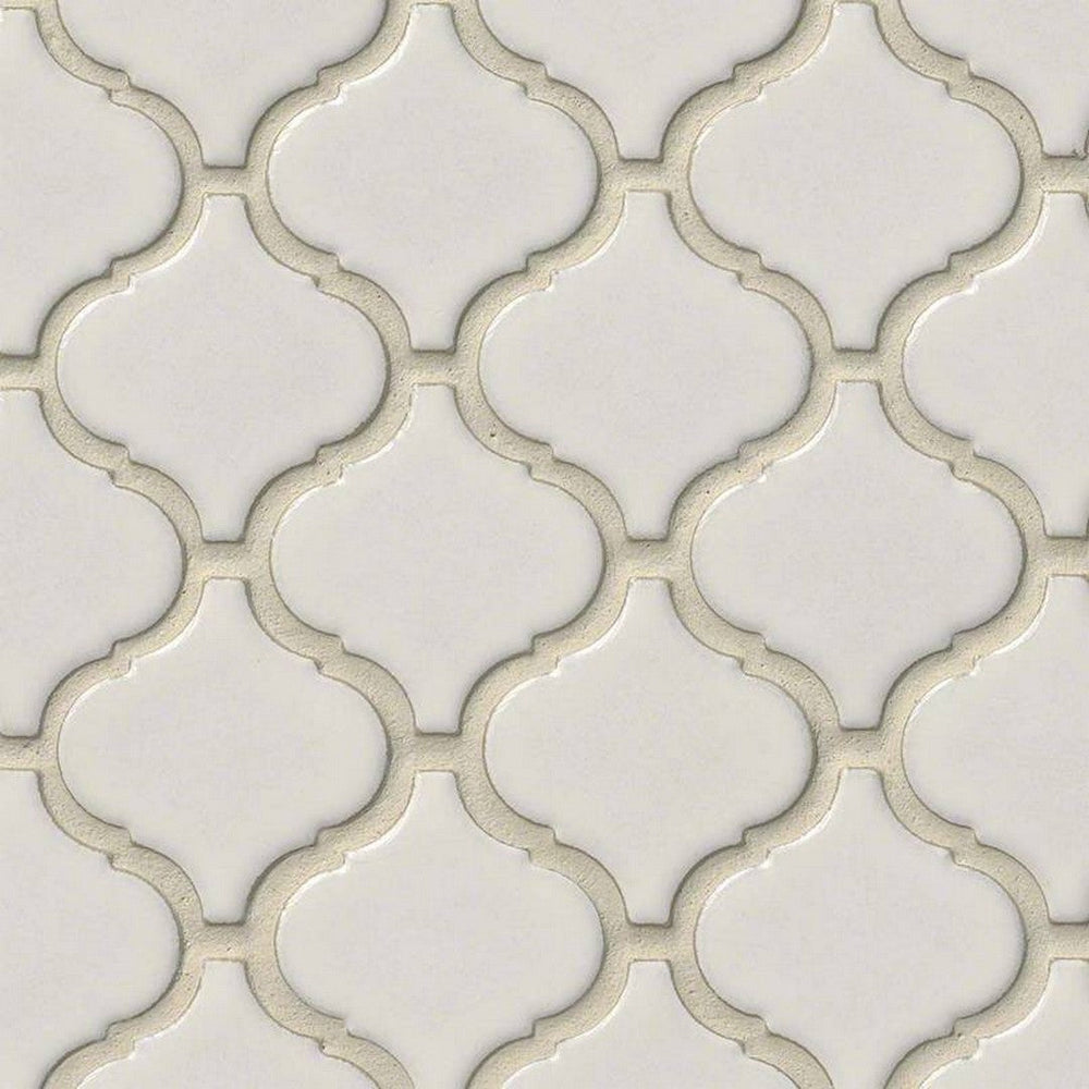 MS International Bianco 12" x 12" Glossy Porcelain Arabesque Mosaic