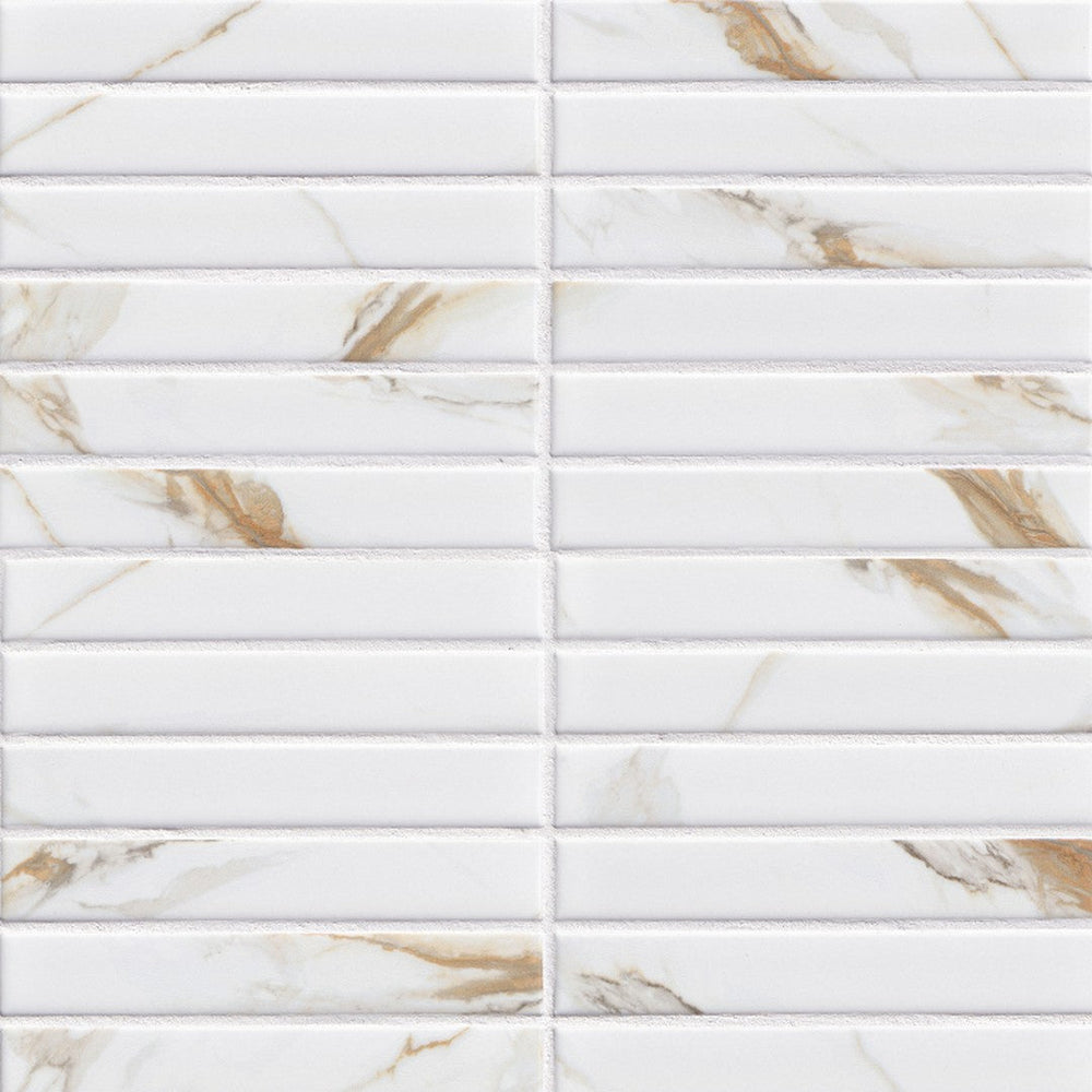 MS International 12" x 12" Calacatta Gold Matte 1X6" Stack Porcelain Mosaic