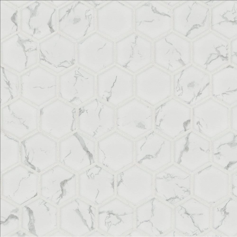 MS International 11" x 13" Carrara Matte 2" Hexagon Porcelain Mosaic
