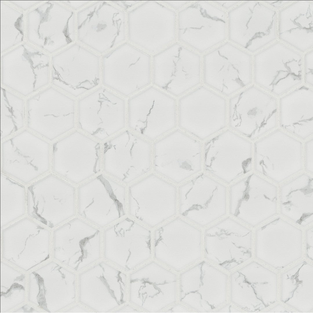 MS International 11" x 13" Carrara Matte 2" Hexagon Porcelain Mosaic