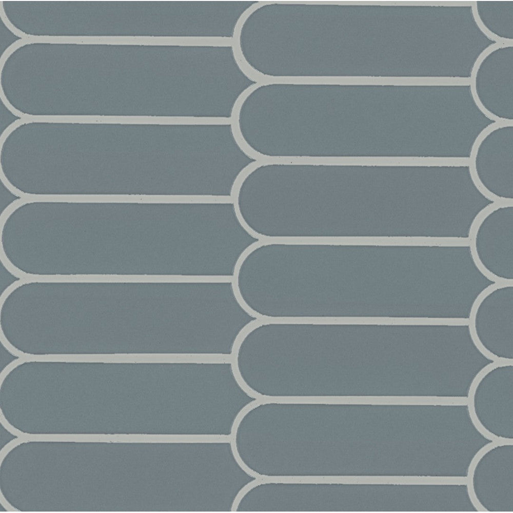 MS International 12" x 12" Cielo Azul Glossy Scallop Porcelain Mosaic