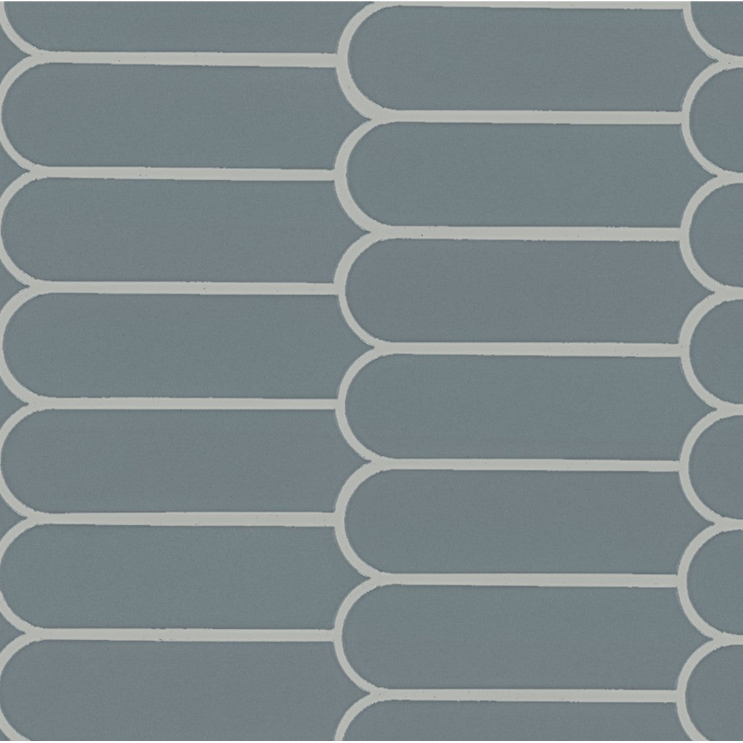MS International 12" x 12" Cielo Azul Glossy Scallop Porcelain Mosaic