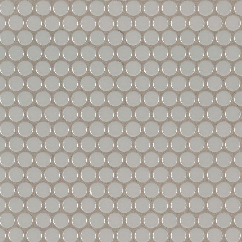 MS International Domino 12" x 13" Glossy Porcelain Penny Round Mosaic