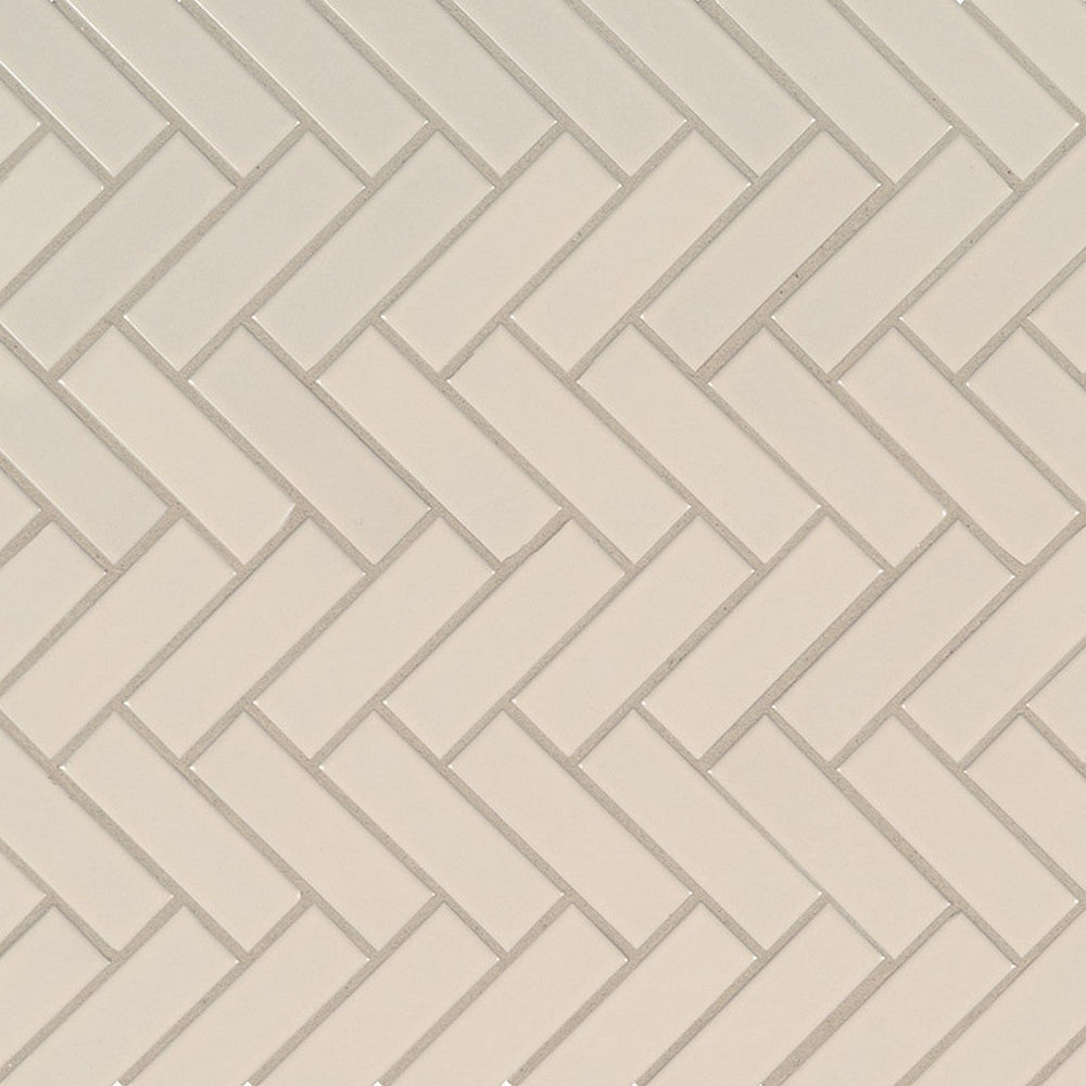 MS International Almond 11" x 13" Glossy Marble Herringbone 1x3 Mosaic