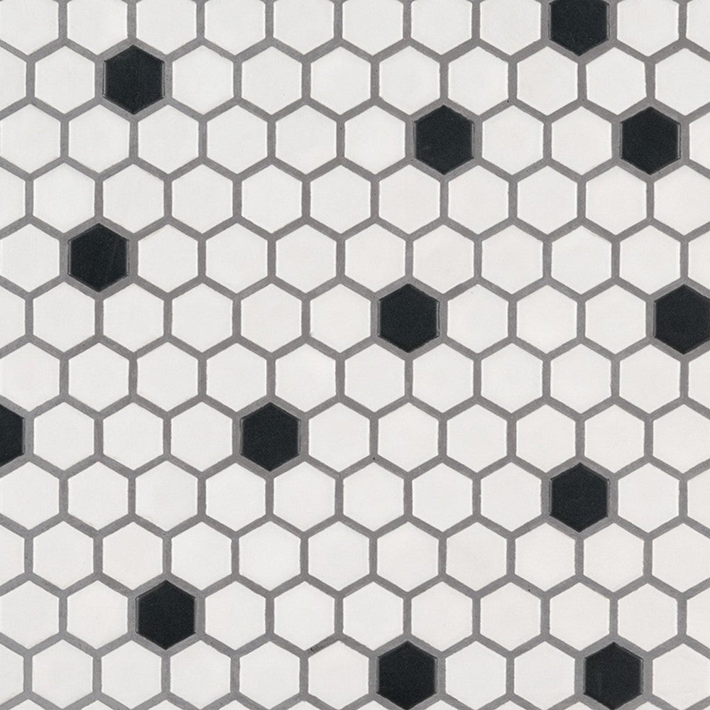 MS International Domino 12" x 13" Matte Porcelain Hexagon 1" Mosaic