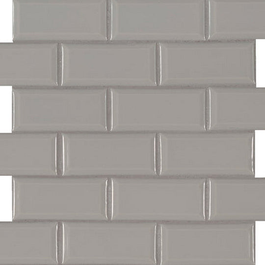 MS International Gray Beveled 11.89" x 11.97" Glossy Porcelain Brick 2x4 Mosaic