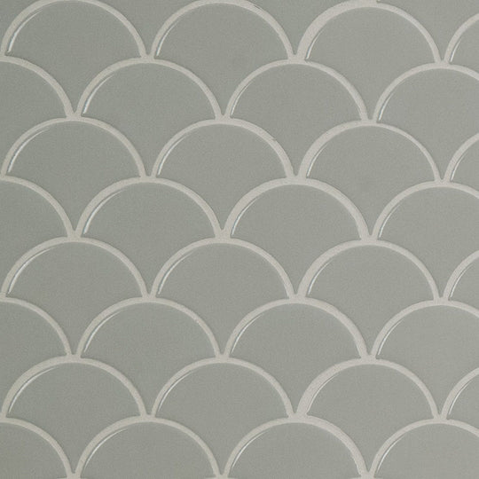 MS International Domino Fish Scale 10" x 13.11" Glossy Porcelain Fan Scallop Mosaic