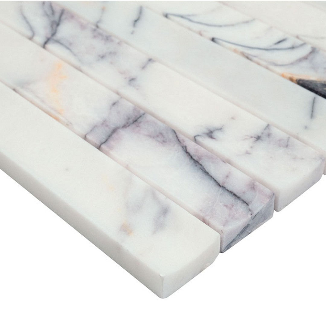 MS International 11" x 12" Scollopini Lilac Honed Fluted Pattern Marble Mosaic
