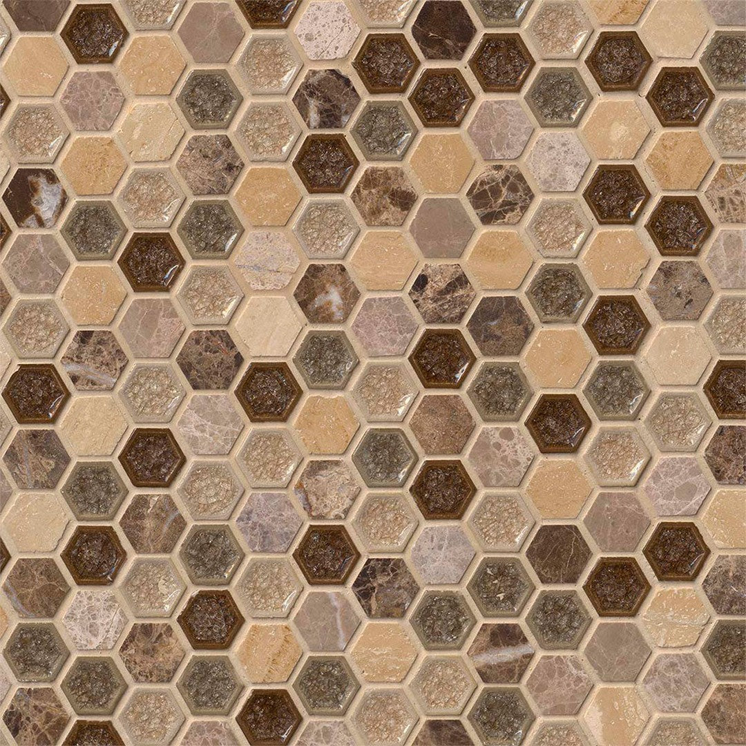 MS International Decorative Blend 12" x 12" Stone & Glass Mosaic