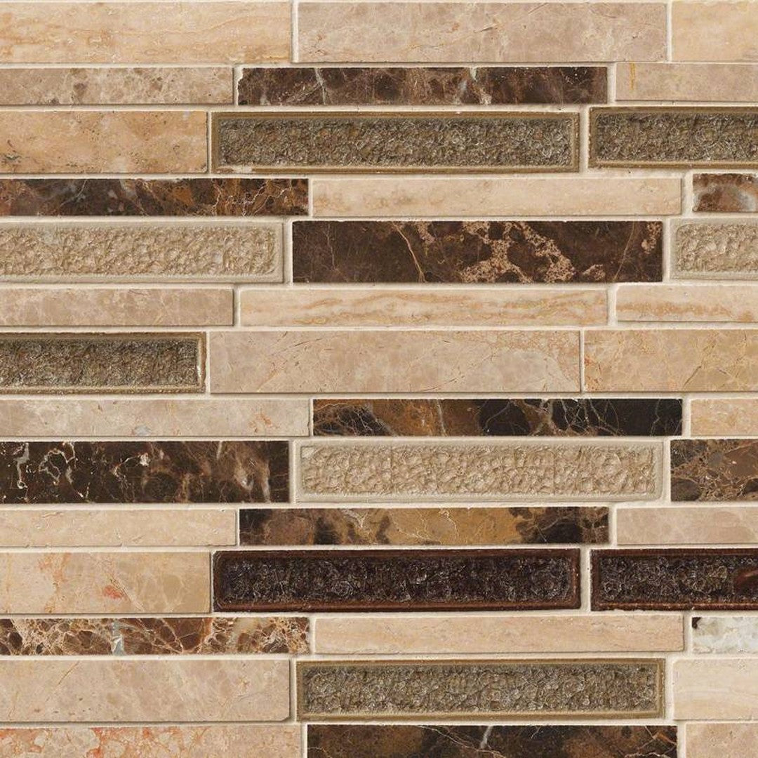 MS International Decorative Blend 12" x 12" Stone & Glass Mosaic