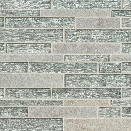 MS International Decorative Blend 11.75" x 12" Mixed Stone & Glass Linear Mosaic