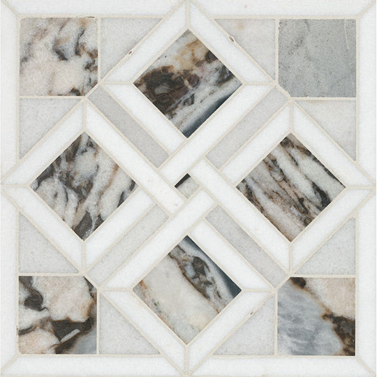 MS International 12" x 12" Tessere Pattern Polished Geometric Marble Mosaic