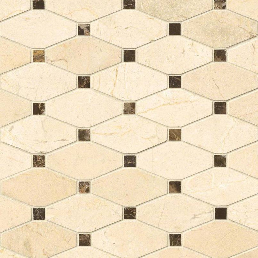 MS International Valencia Blend 11.81" x 13.4" Polished Marble Elongated Octagon Mosaic