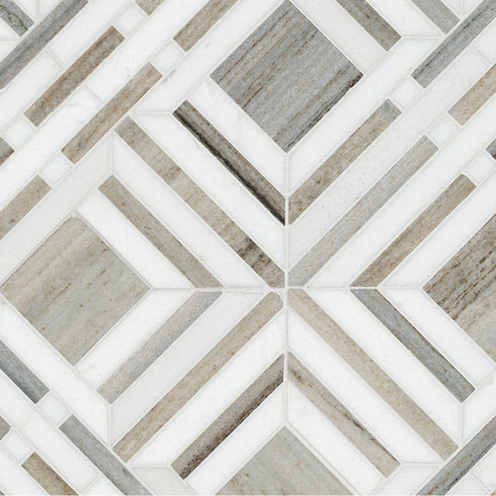 MS International 12" x 12" Wellington Polished Geometric Marble Mosaic