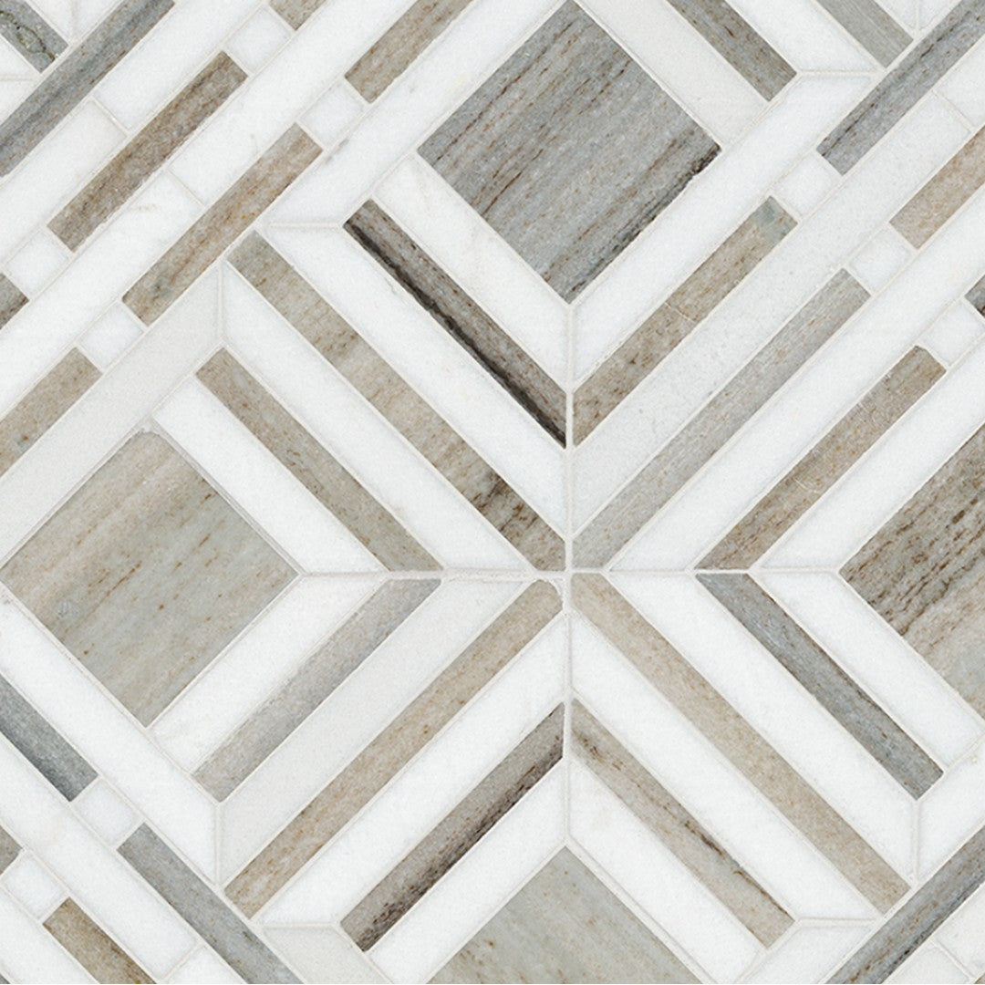 MS International 12" x 12" Wellington Polished Geometric Marble Mosaic