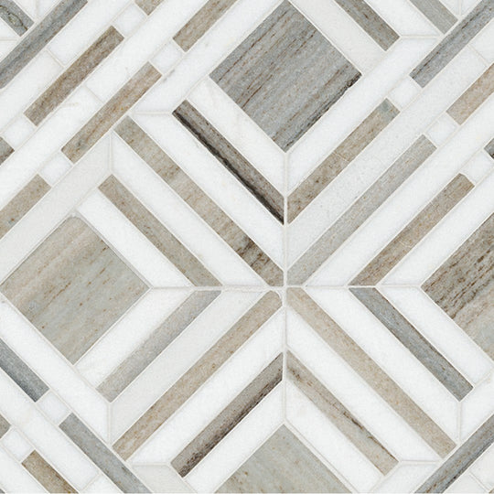 MS International 12" x 12" Wellington Polished Geometric Marble Mosaic
