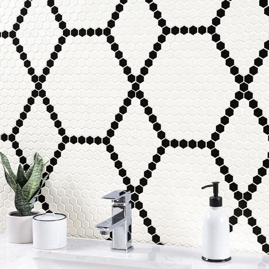 MS-International-11.81-x-11.81-Domino-Porcelain-1-Hex-Mosaic-White-And-Black-Hive